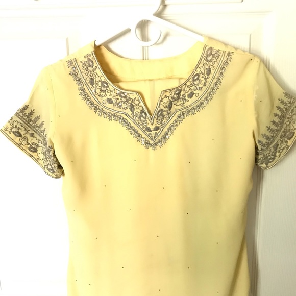 Yellow Silk Indian Dress - Picture 2 of 2